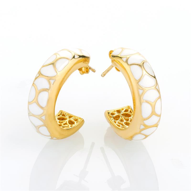 Venetian White Enamel Ring & Earrings