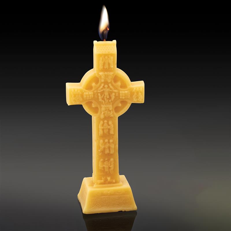 Celtic Cross Pure Beeswax Candle