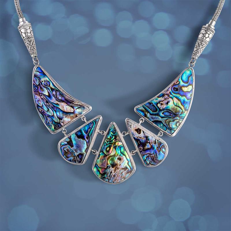 Sterling Silver Abalone Necklace, Bracelet and Earring set