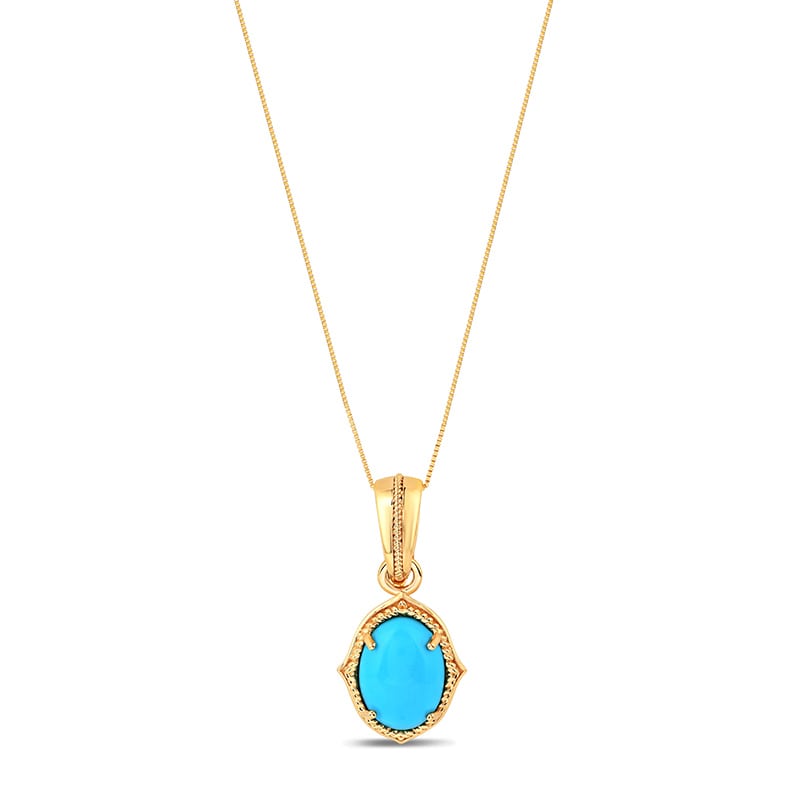 14K Yellow Gold Sleeping Beauty Turquoise Necklace