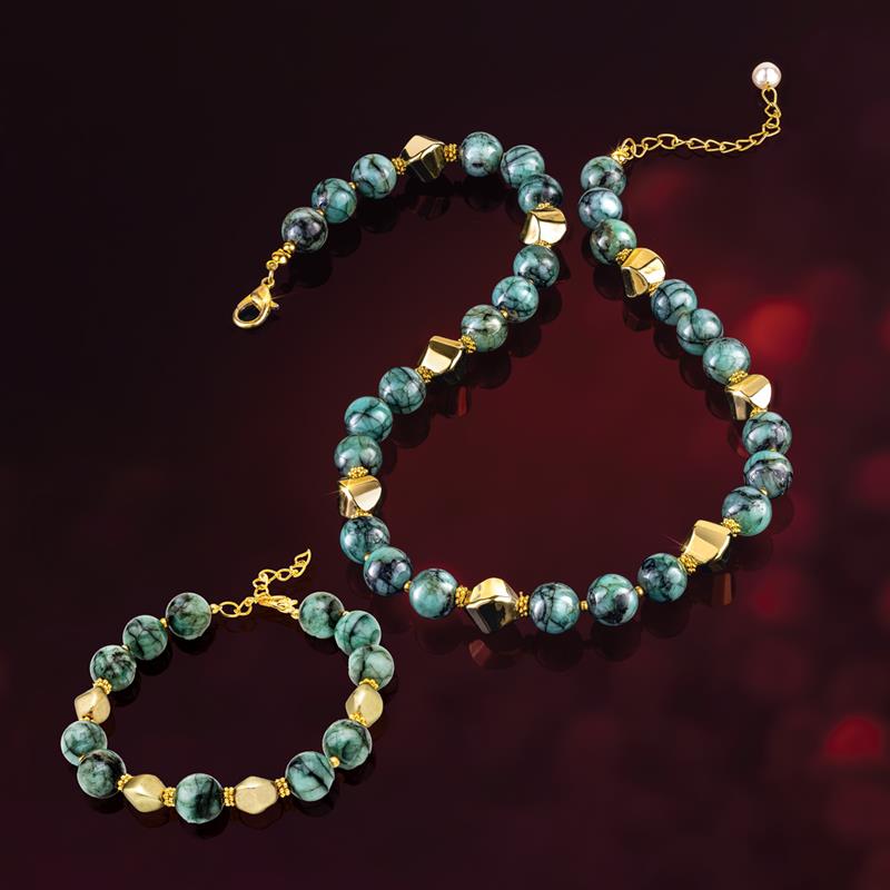 Emerald Rajah Necklace & Bracelet