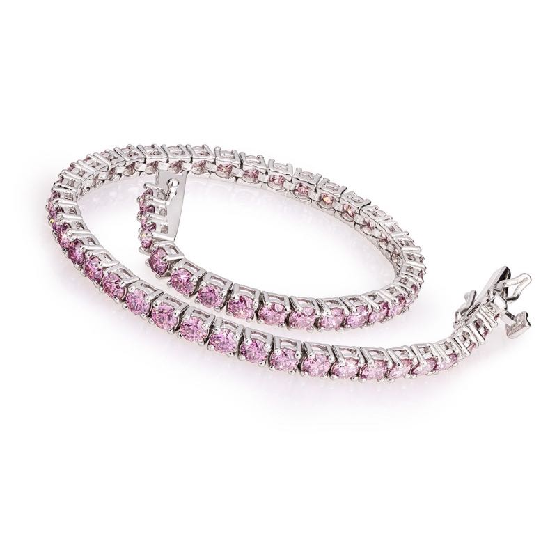 Sterling Silver Pink Moissanite Bracelet