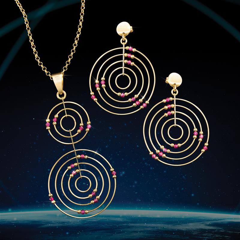 Copernicus Ruby Root Pendant, Chain & Earrings