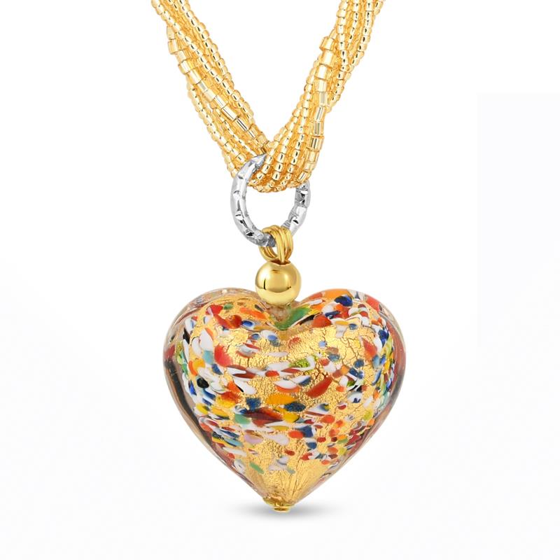Murano Confetto Heart Pendant & Chain