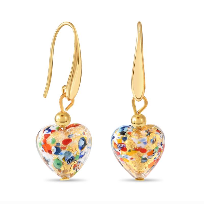Murano Confetto Heart Earrings