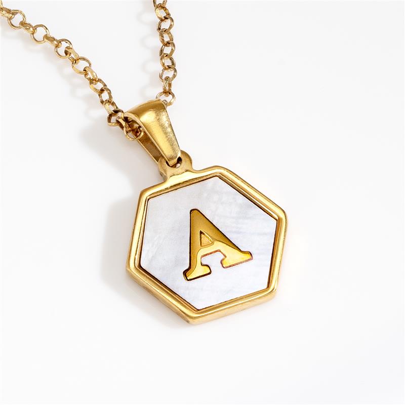 Mother-of-Pearl Gold Initial Pendant (Letter A)