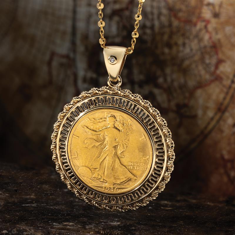 Lady Liberty Coin Pendant and Chain