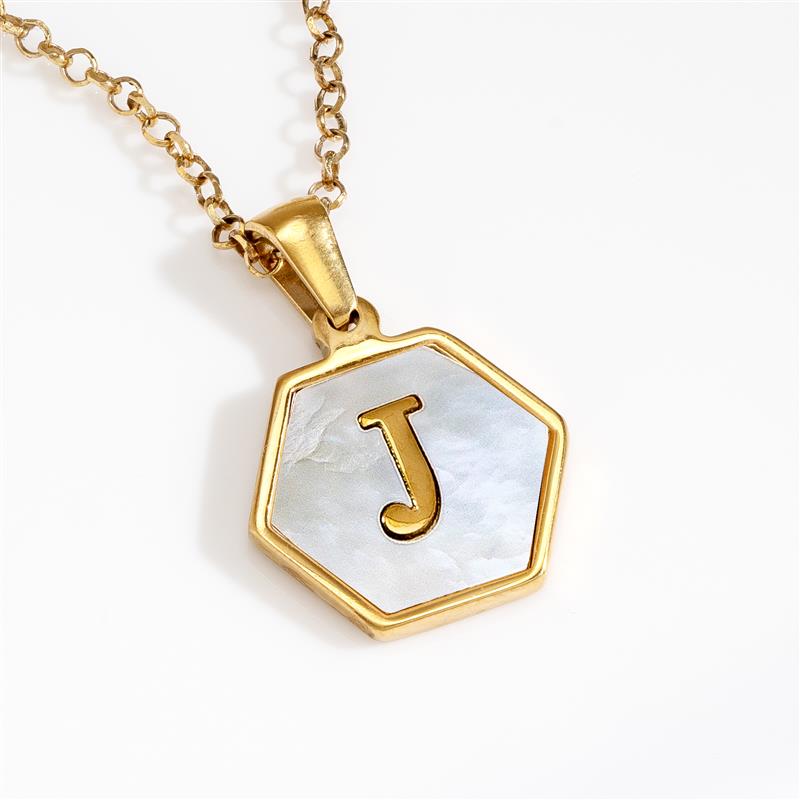 Mother-of-Pearl Gold Initial Pendant (Letter J)