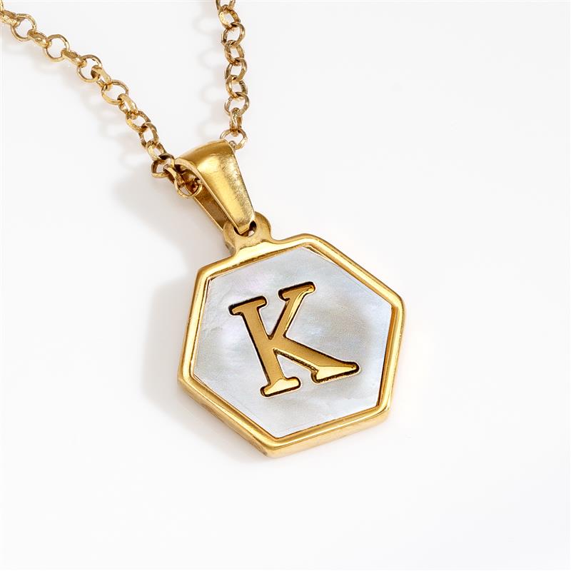 Mother-of-Pearl Gold Initial Pendant (Letter K)