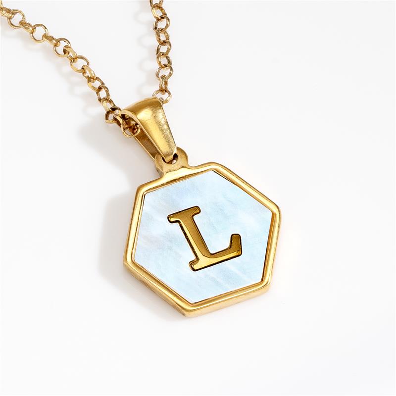 Mother-of-Pearl Gold Initial Pendant (Letter L)