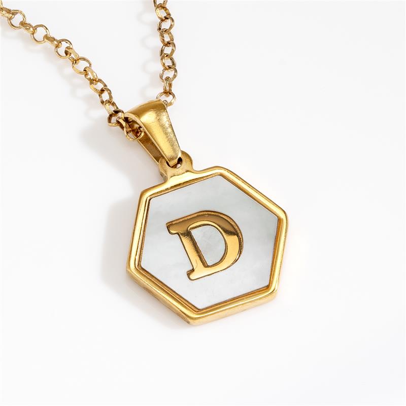 Mother-of-Pearl Gold Initial Pendant (Letter D)