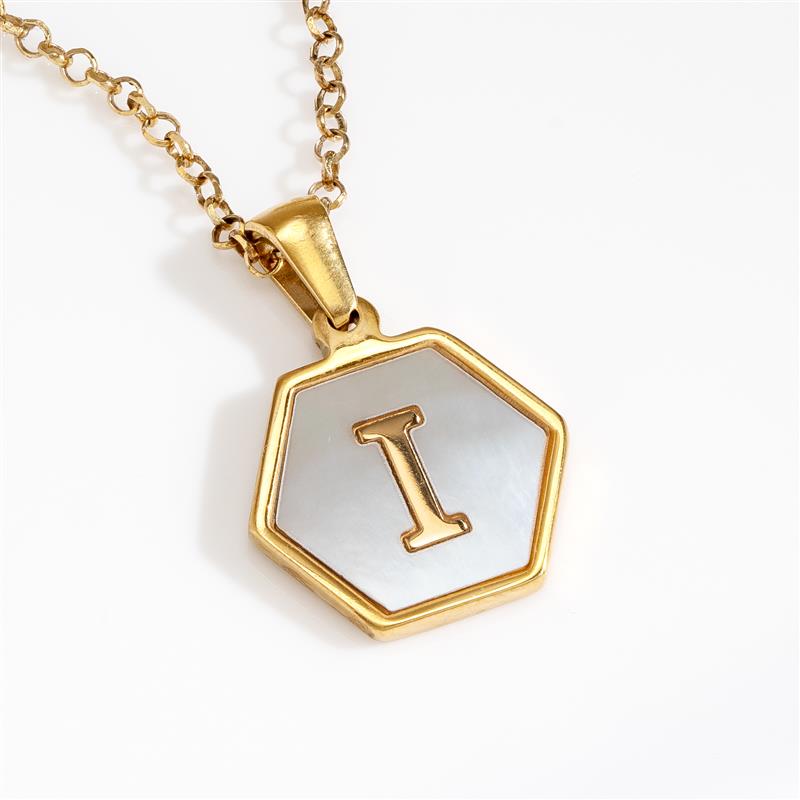 Mother-of-Pearl Gold Initial Pendant (Letter I)