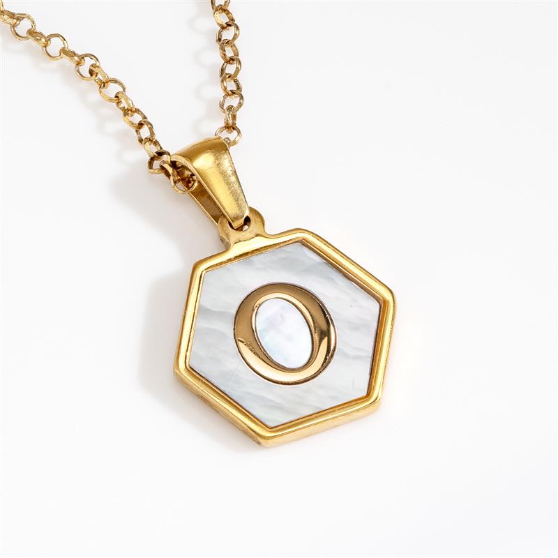 Mother-of-Pearl Gold Initial Pendant (Letter O)