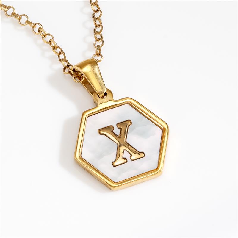 Mother-of-Pearl Gold Initial Pendant (Letter X)