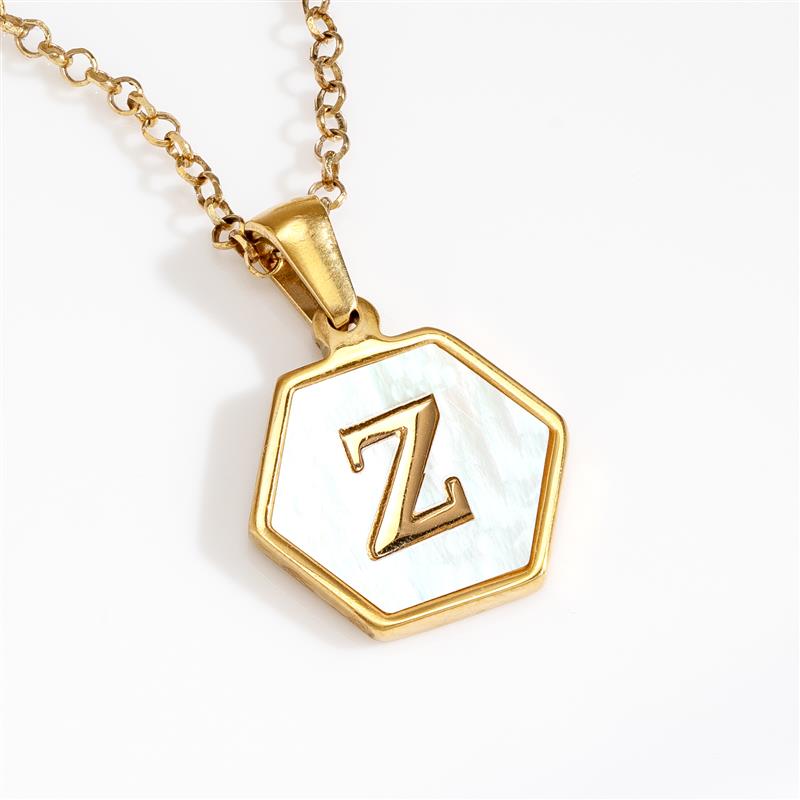 Mother-of-Pearl Gold Initial Pendant (Letter Z)