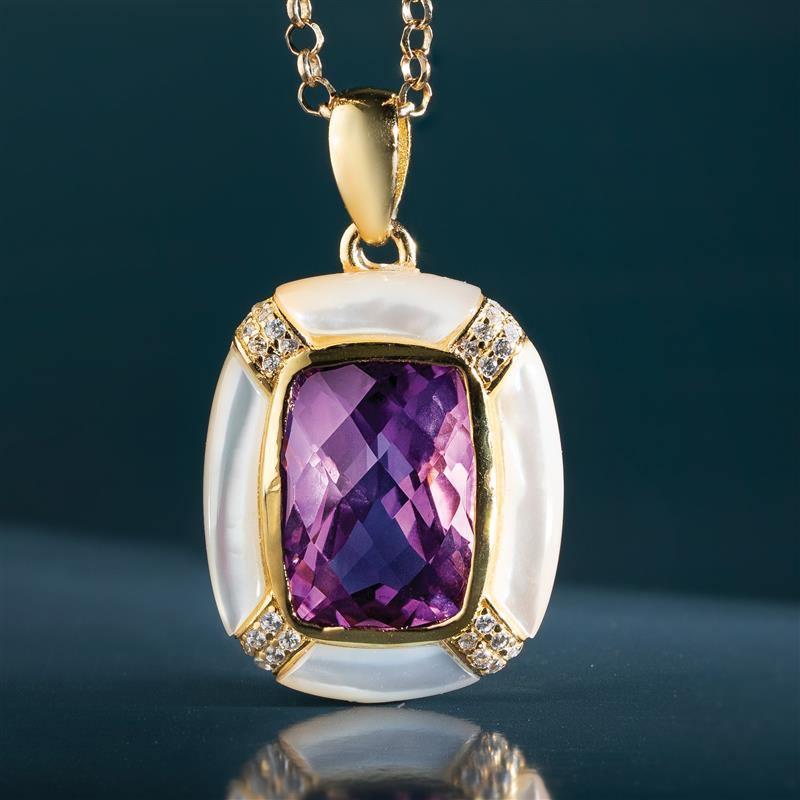 Sultan's Special Amethyst & Mother-of-Pearl Pendant & Chain