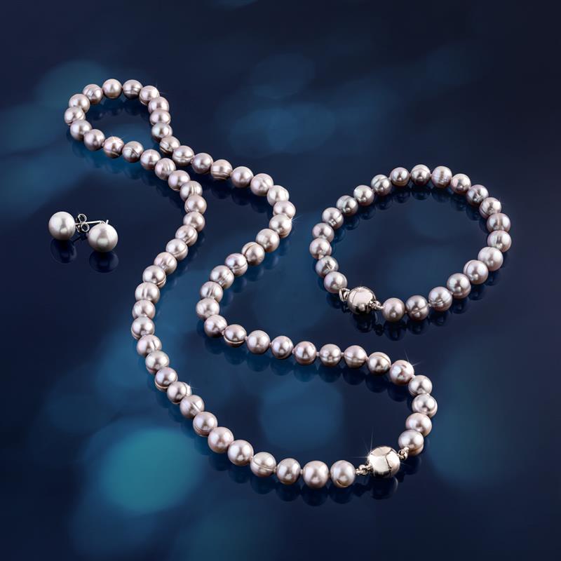 Silver Cultured Pearl Necklace Set