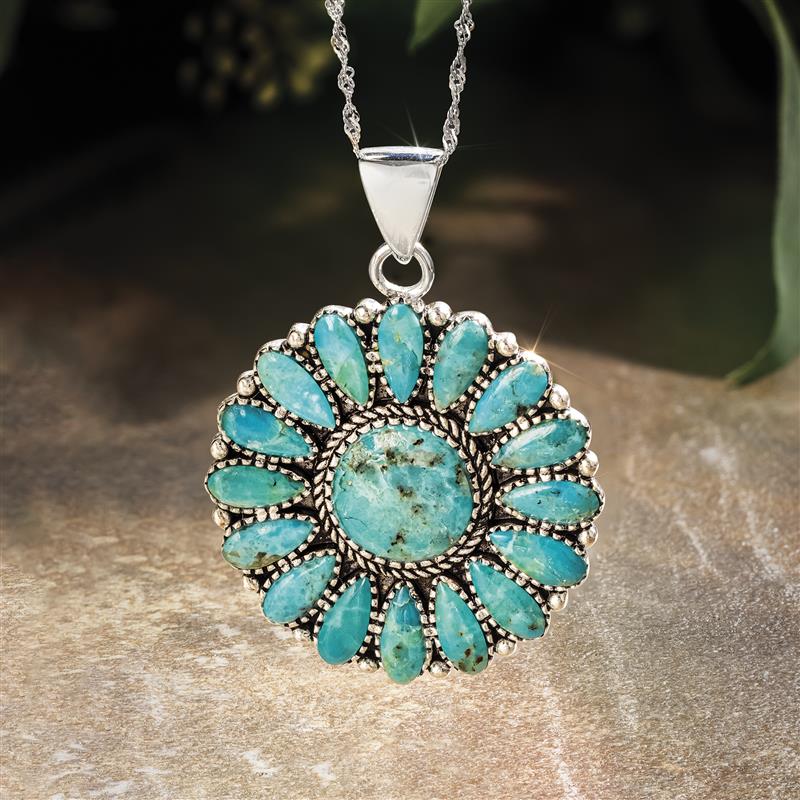 Tucson Sun Turquoise Pendant, Chain & Ring