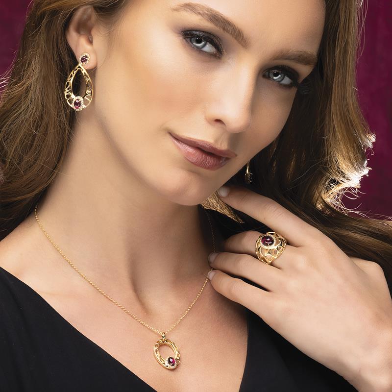 18K Gold-Vermeil Rhodolite Garnet Necklace