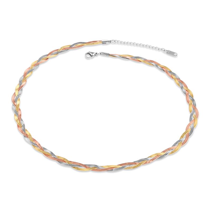 Tri-Color Stainless Steel Necklace & Bracelet
