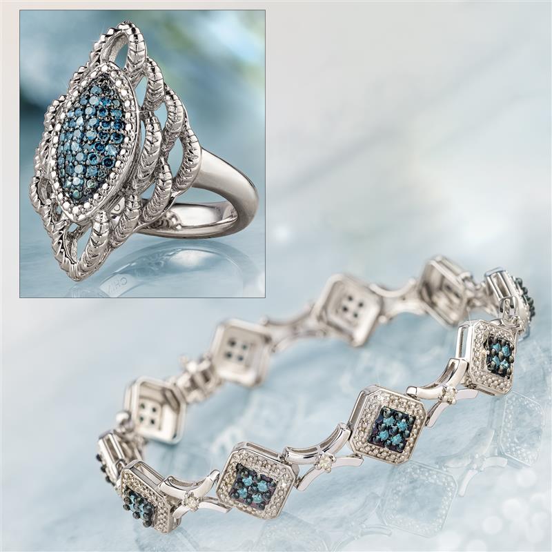 Beckon Blue Diamond Ring & Bracelet