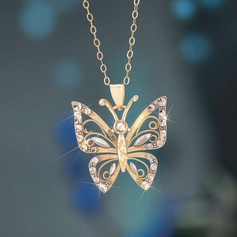 Diamond-Cut Dancer Butterfly Necklace