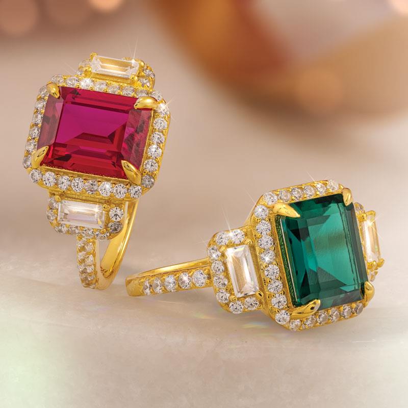 Emerald and Ruby Yuletide Rings (set of 2)