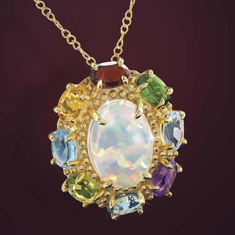 Australian Opal & Diamond Necklace - Freedman Jewelers
