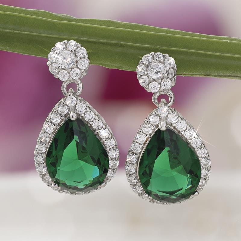 Teardrop DiamondAura Earrings (Green)