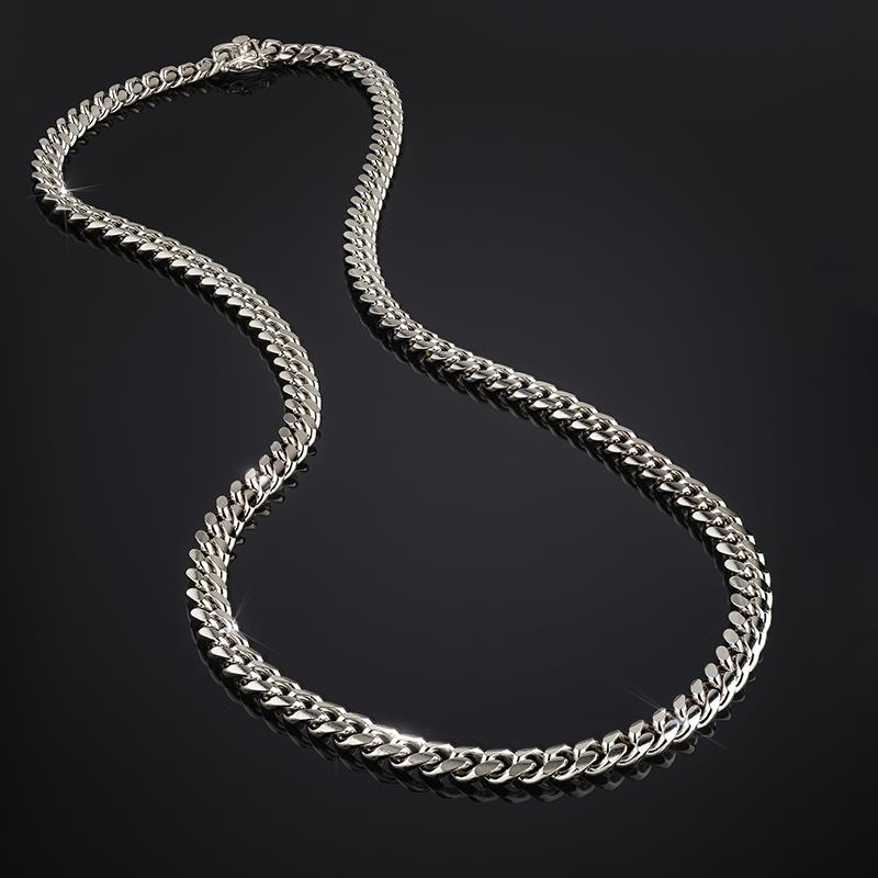 Rhodium Finished SS Cuban Necklace 24