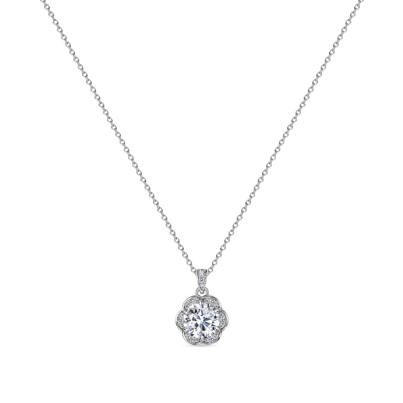 14K Round Moissanite Necklace (3ctw)
