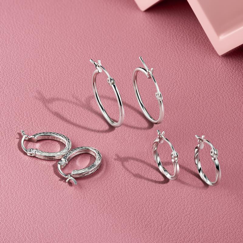 Sterling Silver Hoop Earrings (Set of 3)