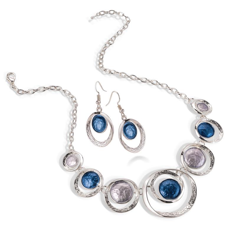 Silvered Atlantis Necklace & Earrings