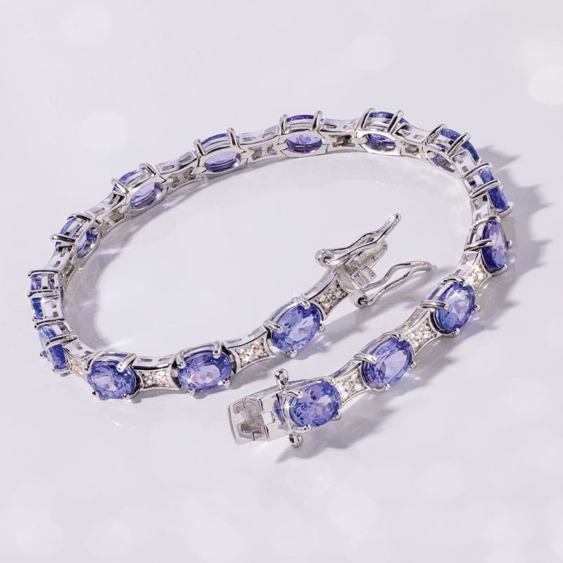 Sterling Silver Tanzanite and Diamond Bracelet