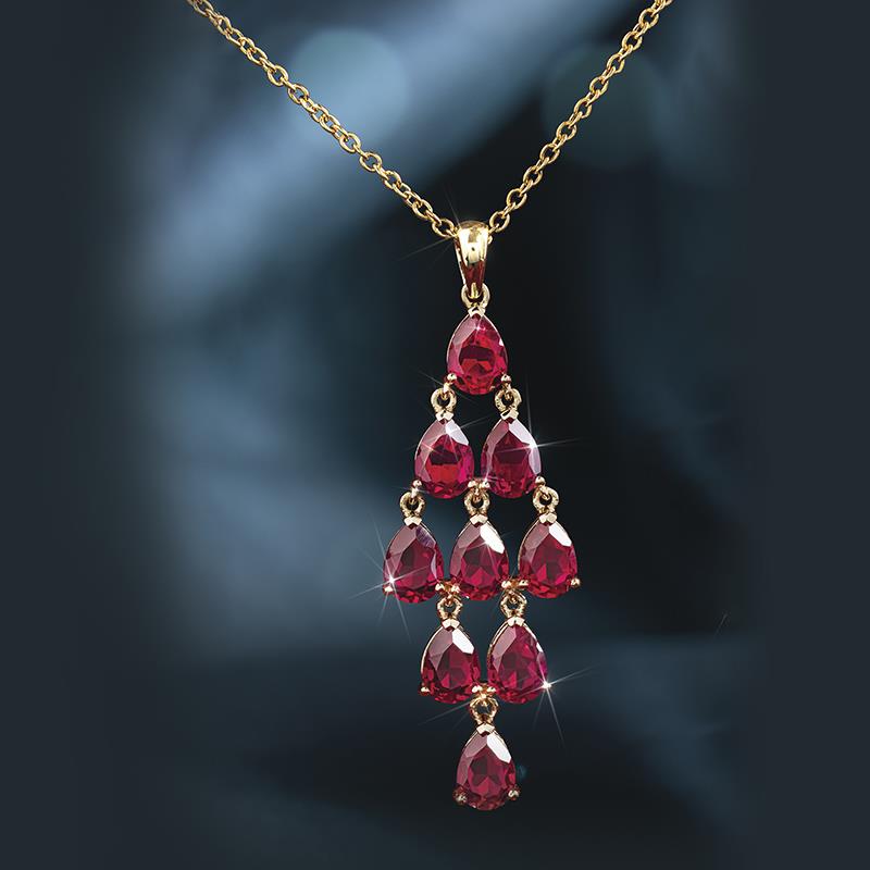 Ruby Red Chandelier Pendant and Chain