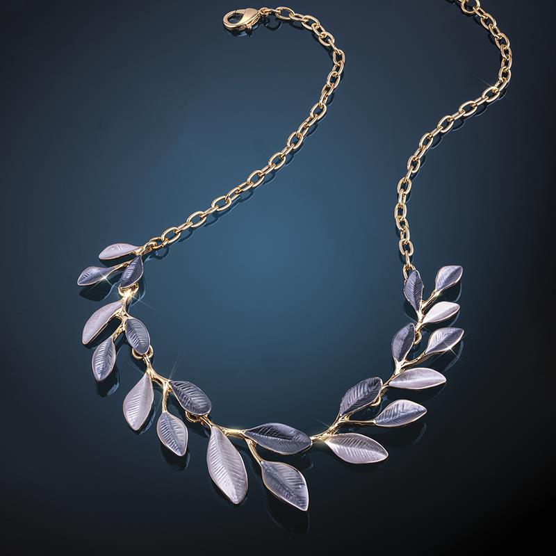 Olive Branch Necklace & Earrings Set (gold-finished)