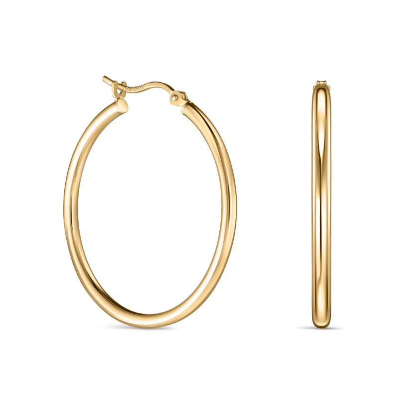 14K Yellow Hold Polished Hoop Earrings