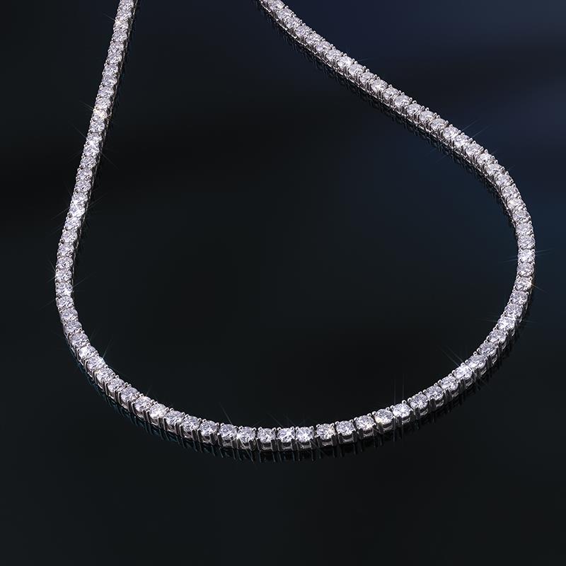 VVS Moissanite Tennis Chain Necklace 18K Gold Plated 925 Silver Iced O