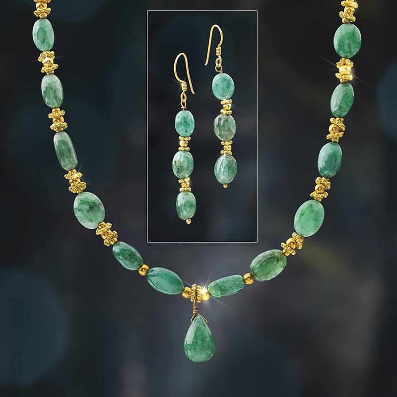 Victorian Emerald Necklace & Earring Set