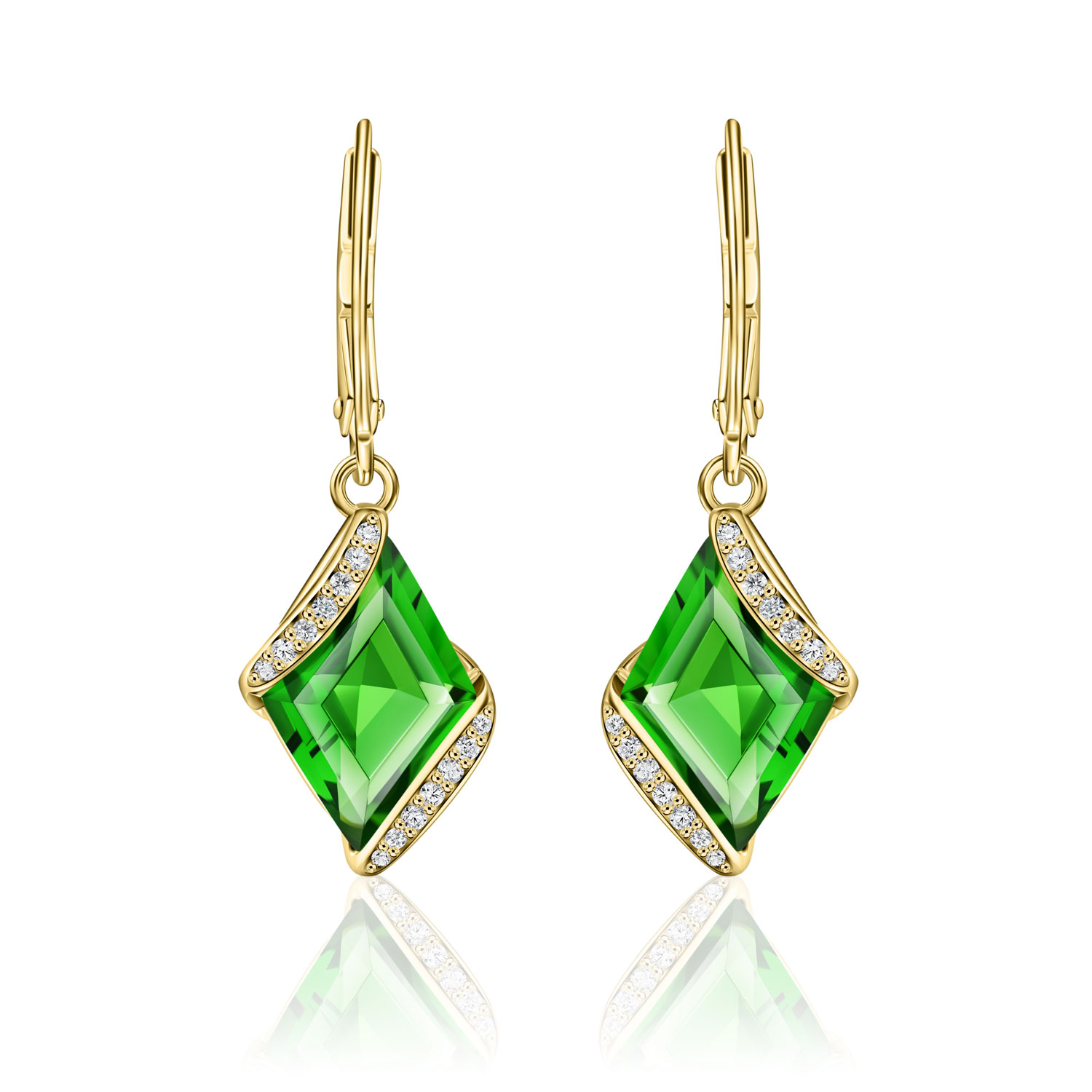 Green Helenite & Diamond Earrings