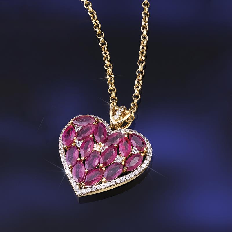 Ruby Heart Pendant & Chain