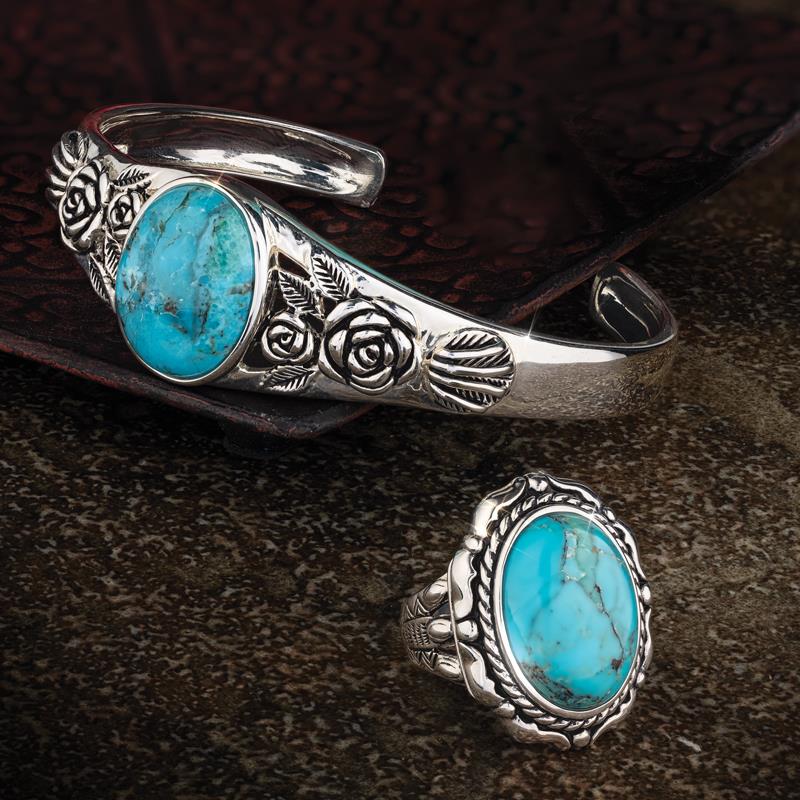 Desert Rain Turquoise Ring and Bangle Set