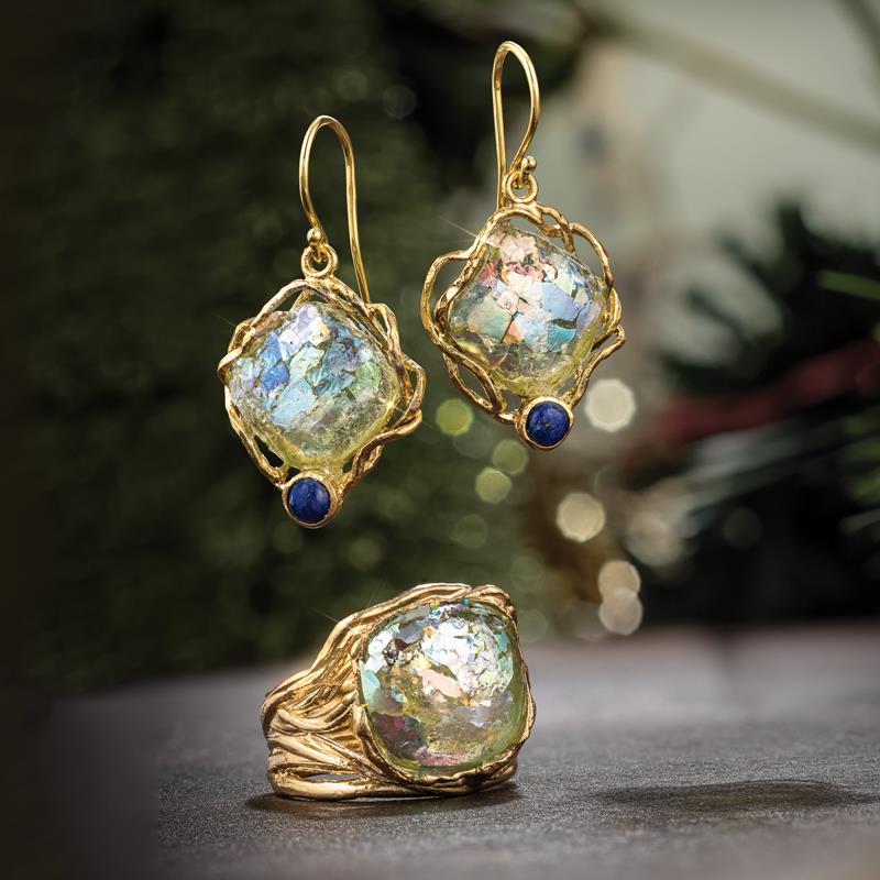 Holy Land Roman Glass Ring & Earrings