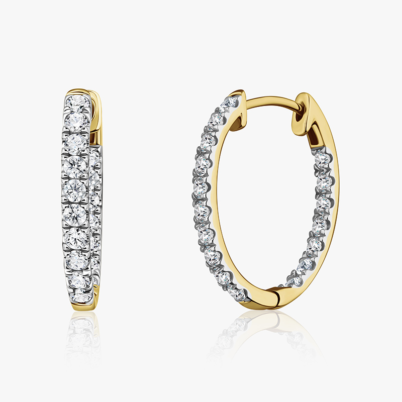 New Earth Lab Diamond Hoop Earrings (gold-finished)