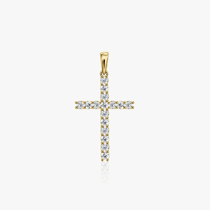 New Earth Lab Diamond Cross Necklace 3/4 ctw (gold-finished)
