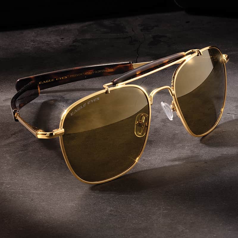 Eagle Eyes 22k Gold-finished Mercury Aviator Sunglasses