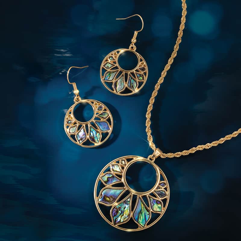 Rainbow Cove Abalone Necklace & Earrings
