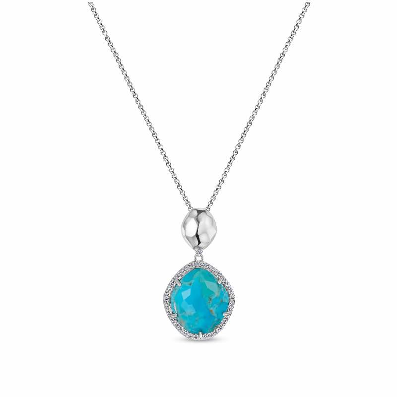 Sterling Silver Turquoise and Topaz Necklace