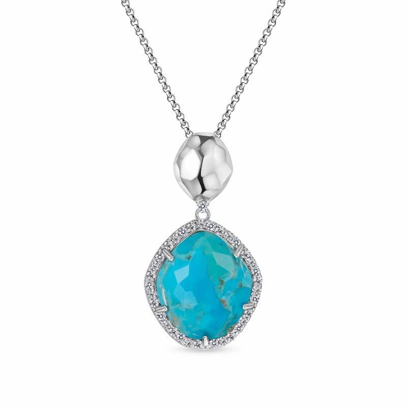 Sterling Silver Turquoise and Topaz Necklace