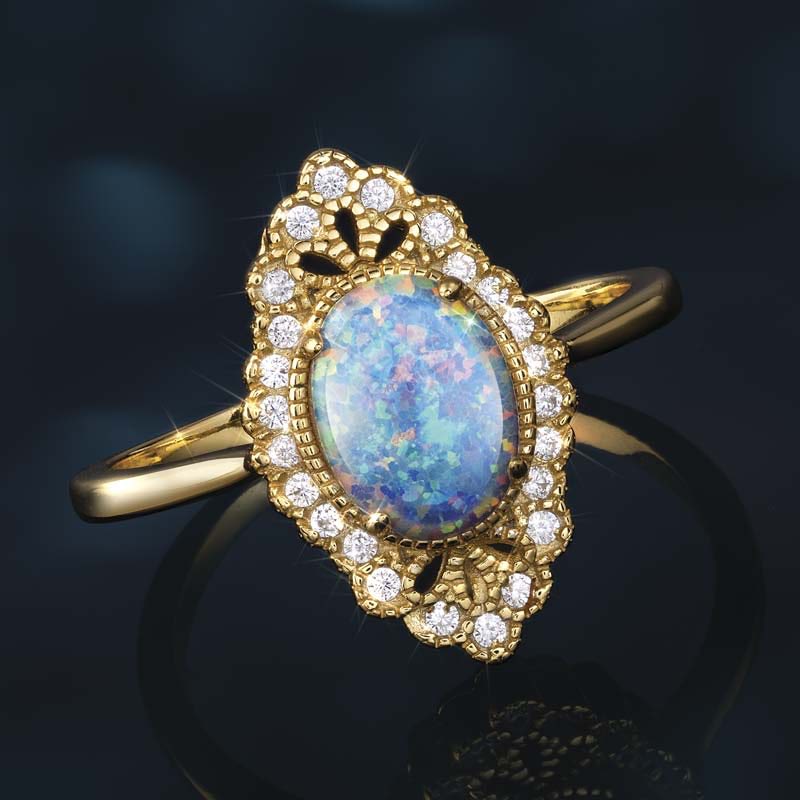 Lab-Created Opal Jazz Ring